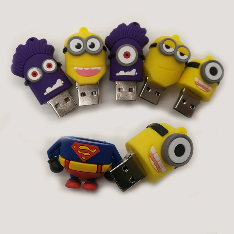 Флешка usb2.0 с мультяшными миньонами usb 64 ГБ 32 16 8 4 карта памяти креативная в подарок