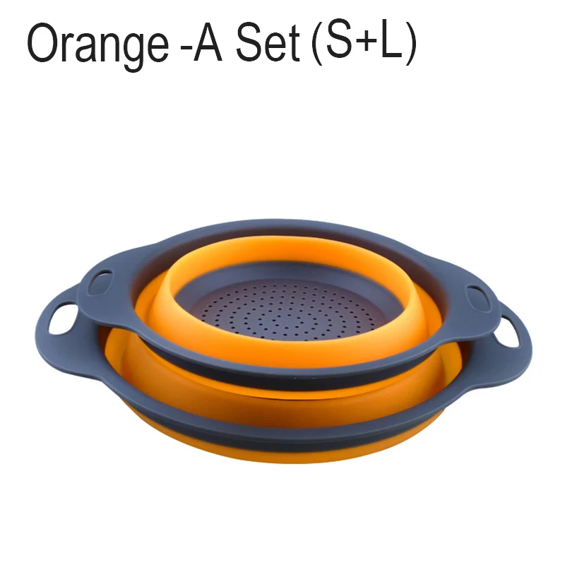 Orange S and L Многофункциональный складной силиконовый дуршлаг для фруктов и овощей - Цвет: Orange S and L