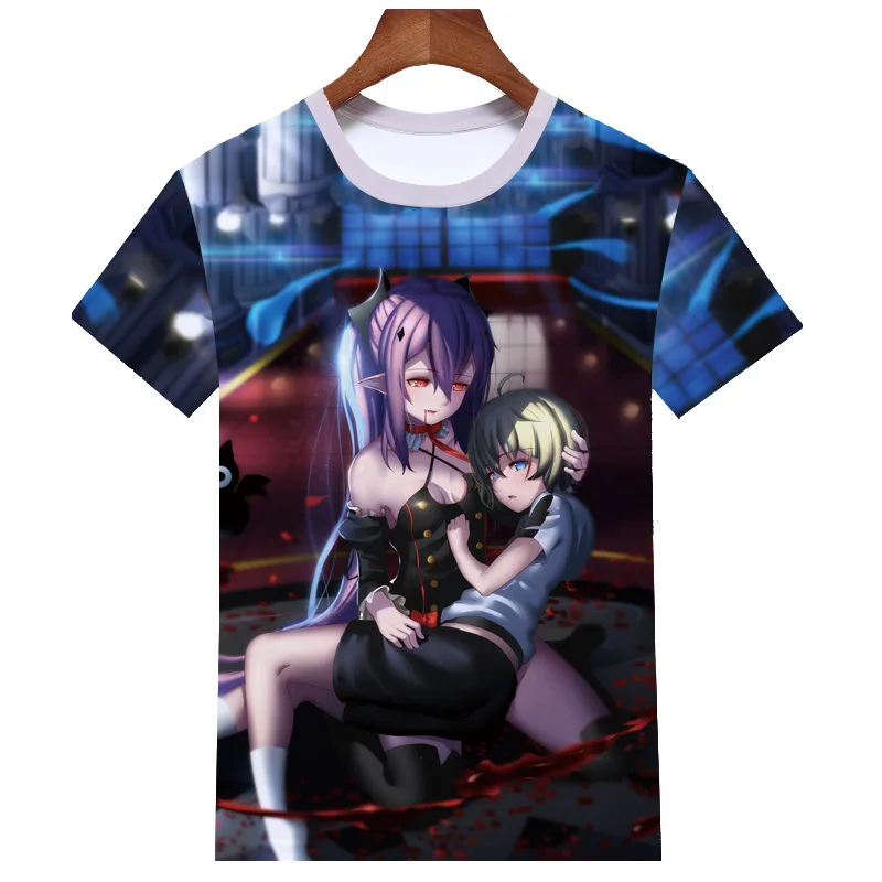 Футболка с коротким рукавом Seraph of the end Hiiragi Shinoa Krul Tepes костюм для косплея летние
