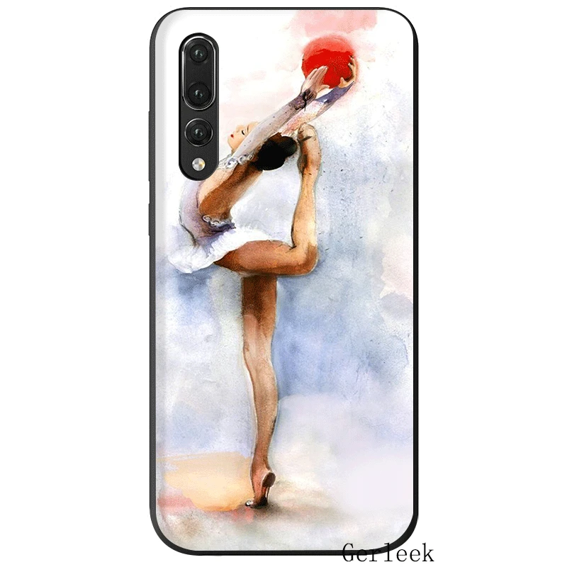 Черный мягкий чехол из ТПУ с изображением любви и гимнастики для Huawei P8 P9 P10 Lite P20 Pro