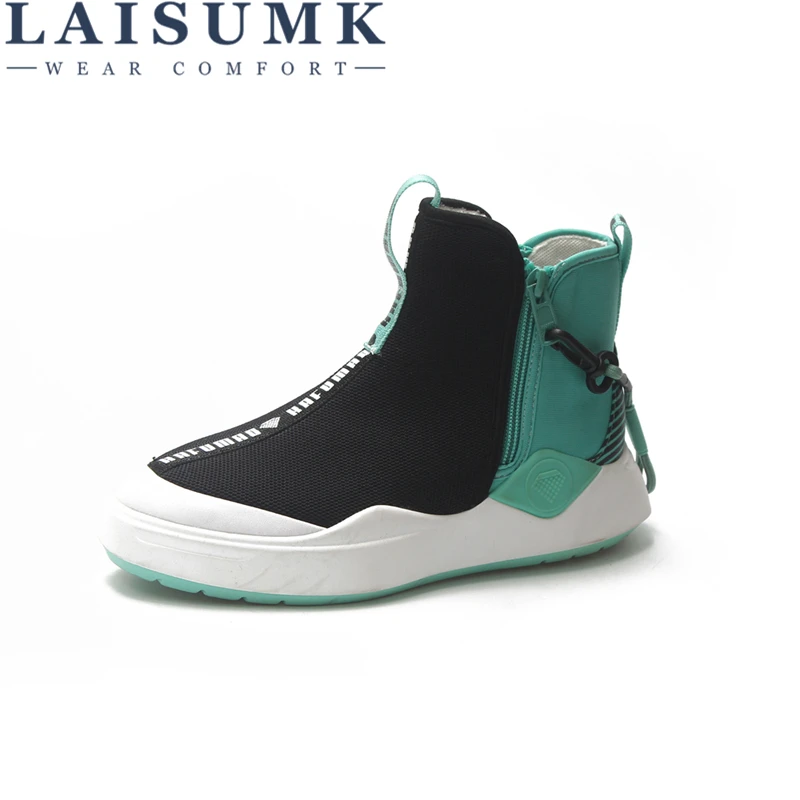 Новая женская однотонная обувь LAISUMK с высоким верхом молодежная кожаная