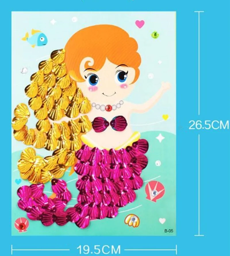 Happyxuan 3 шт. картина с ракушками набор детей DIY Искусство и ремесла комплект Материал детский сад творческие игрушки для девочек развивающие
