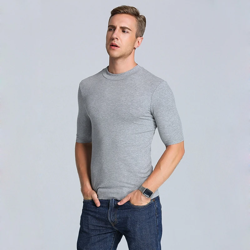 Осенние однотонные мужские майки colro корейские тонкие приталенные бесследные