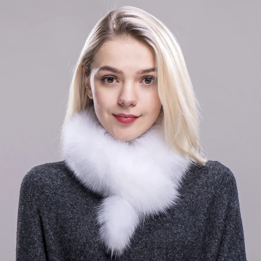 ZDFURS* натуральный шарф из натурального Лисьего меха натуральный мех лисы воротник брелок с мехом глушитель женский меховой палантин грелка 17 цветов - Цвет: white
