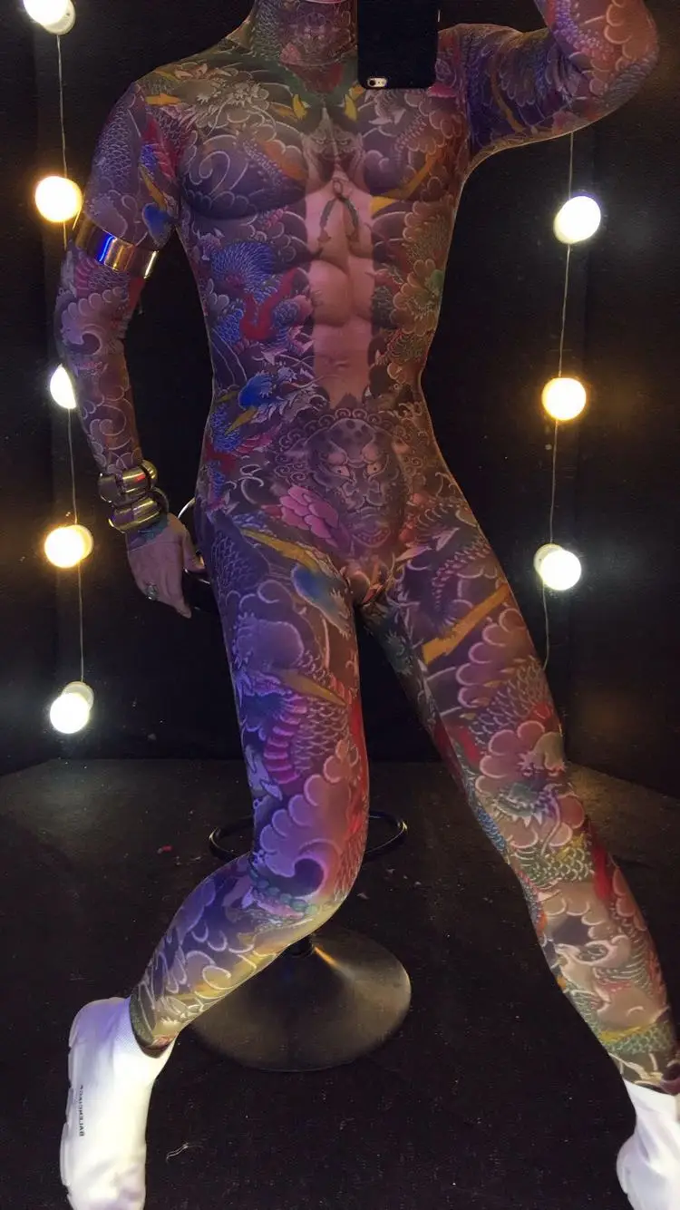 Мужской сценический комбинезон для танцев на шесте Высокоэластичный Облегающий