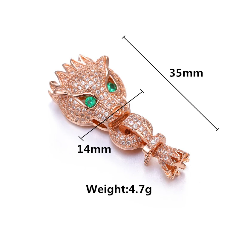 Подвески для браслета 35 х14 мм с микропаве винтажные циркониевые в виде дракона