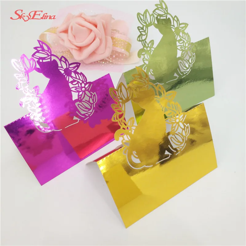 10 шт. лазерная резка кошка сиденье карты Творческий стол имя свадебное место день