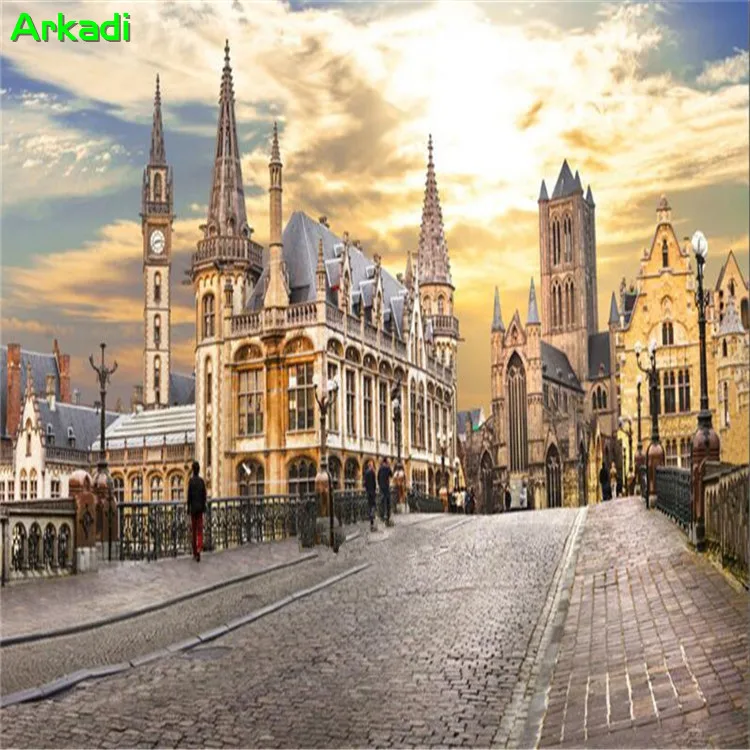 Пользовательская 3D настенная фотобумага фотообои европейская городская
