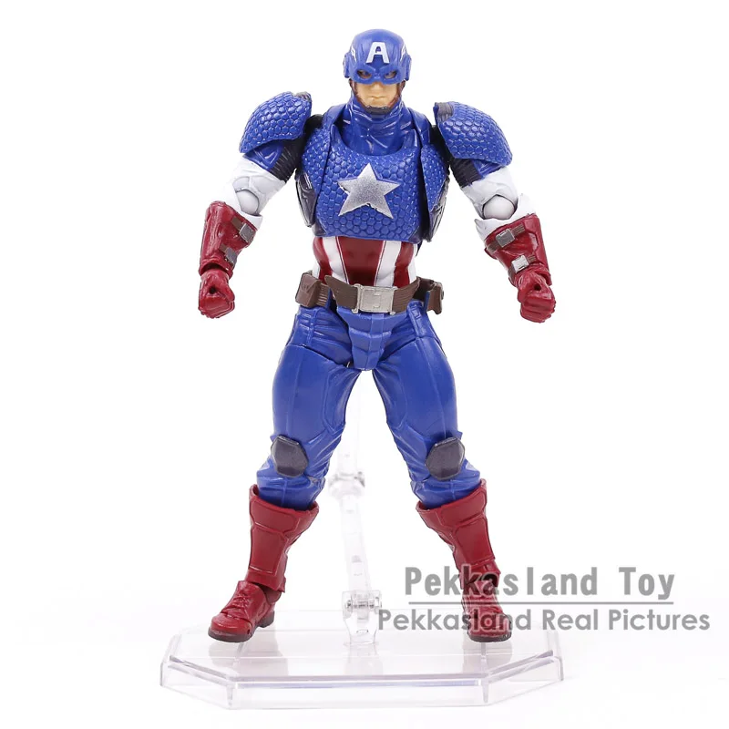 Revoltech Amazing Yamacuchi Marvel Legends Капитан Америка ПВХ фигурка Коллекционная модель игрушки 16 см