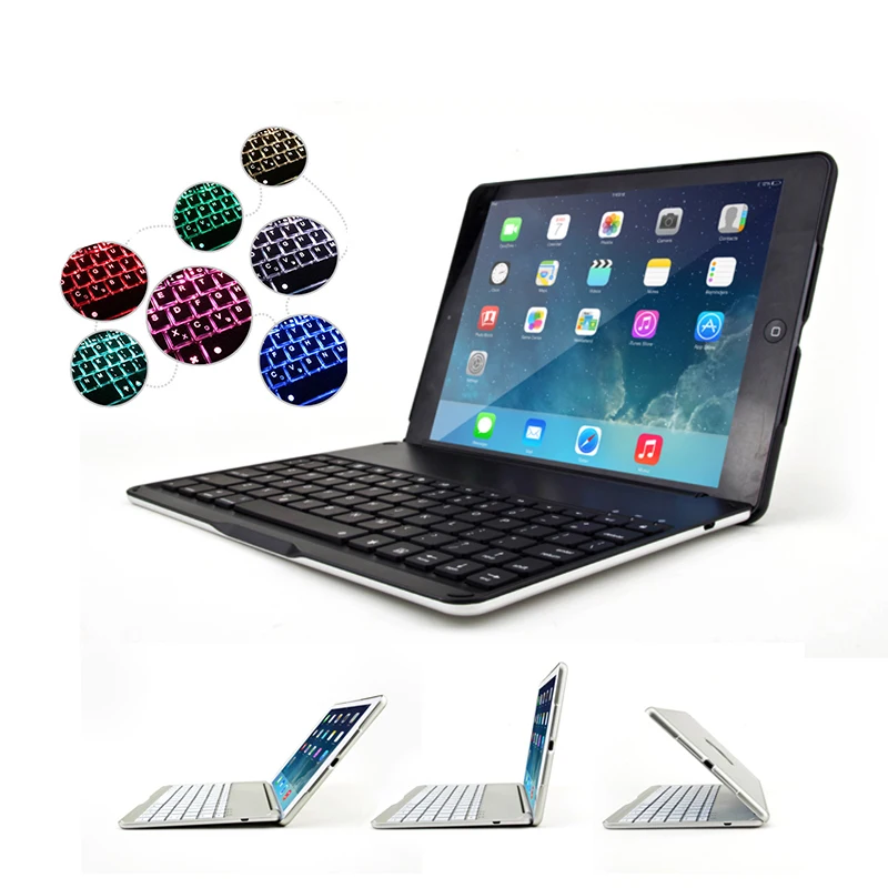 В наличии 7 цветов bluetooth клавиатура с подсветкой Чехол для iPad 9 Новый 2017 2018 Высокое