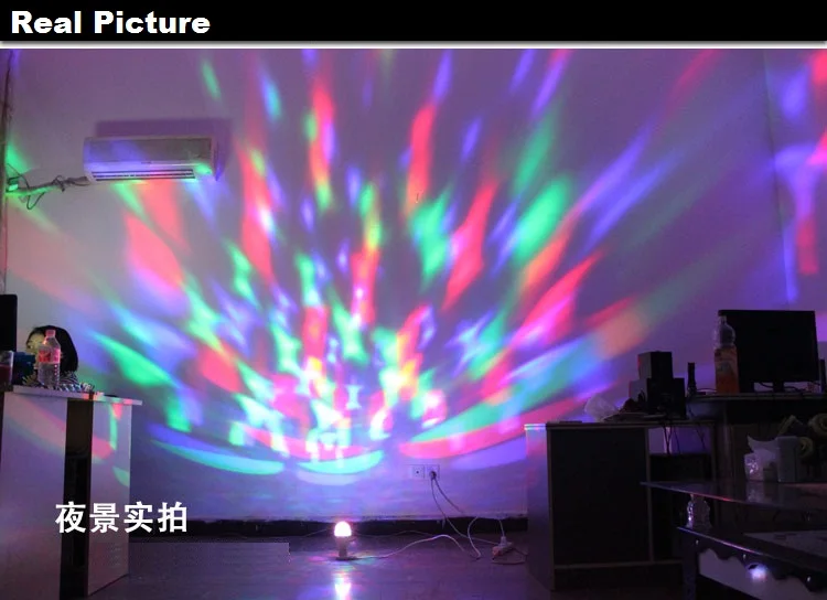 Горячая распродажа! Цветная вращающаяся Автоматическая RGB Светодиодная лампа E27