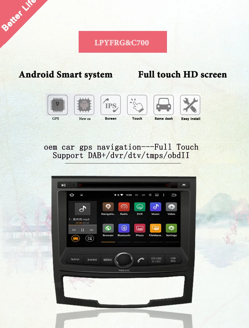 " Android 9,0 автомобильный dvd-плеер для Ssangyong New Actyon/Korando 2010-2013 с восьмиядерным процессором 4 Гб Ram Авторадио Мультимедиа gps Navi