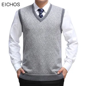 Мужской шерстяной жилет EICHOS, повседневный вязаный жилет без рукавов с v-образным вырезом, вязаный кашемировый жилет