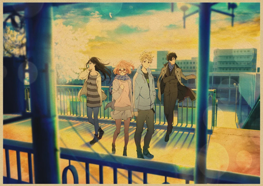 Kyokai no kanata Мирай Курияма Наклейка на стену плакат из крафт-бумаги наклейки японский домашний декор крафт-бумага наклейки на стену - Цвет: Армейский зеленый