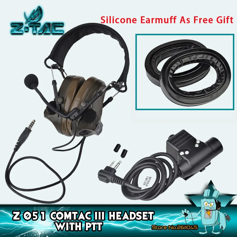 

Z-TAC Peltor Comtac III Tactical Headphones Active Noise Canceling Shooting Headset U94 PTT For Walkie-talkie Softair Z051