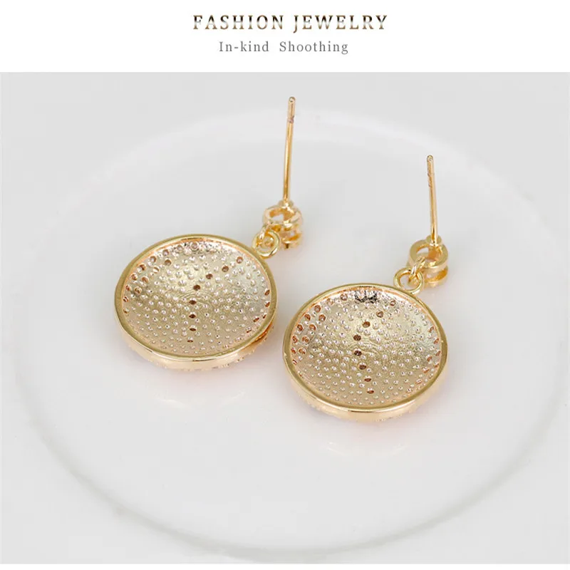 Color Enamel Set Copper Inlaid Zircon Necklace Earrings Anniversary Woman Small Gift Fashion Jewelrysetsbeads Jewelry Making | Украшения и