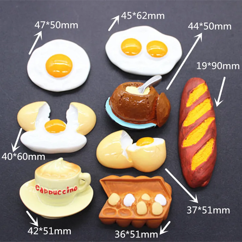 1 шт. милое искусственное яйцо пач из смолы/французский хлеб/капучино украшение