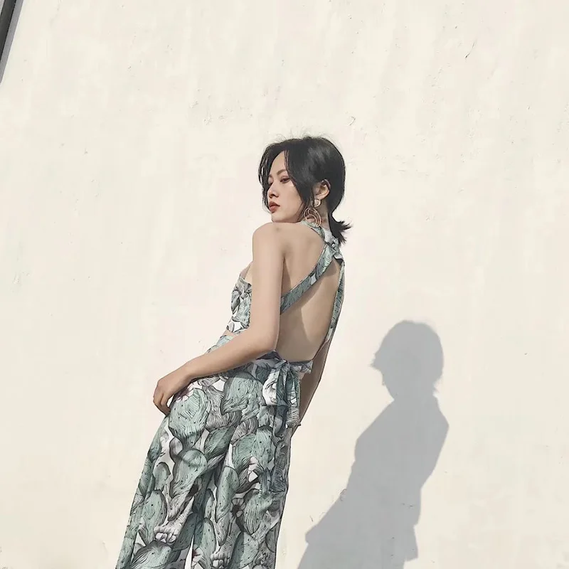 JuneLove 2019 весенние женские Бохо с цветочным принтом топы на бретелях кружевное