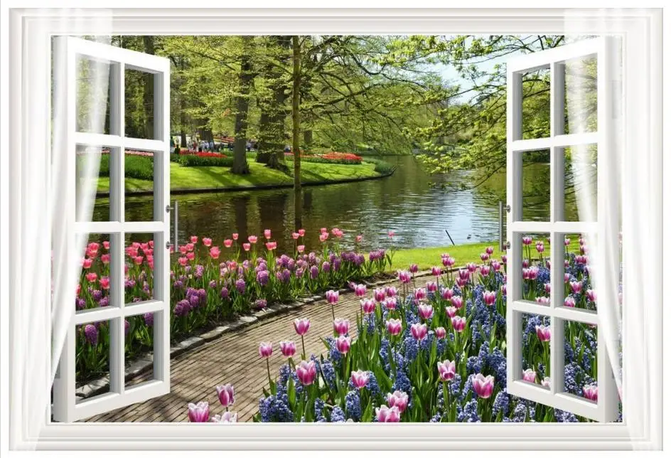 

3d photo wallpaper Custom High end 3d murals wallpaper for walls 3 d Outside the flowers and trees of the landscape murals wall