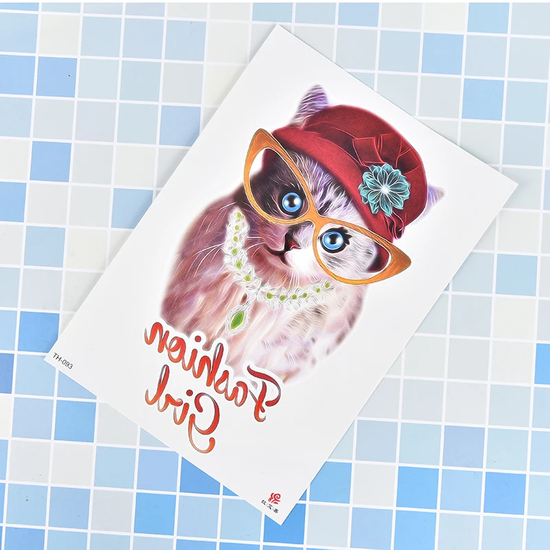 1 лист Тигр лиса Милая кошка искусство временный макияж Татуировка наклейка