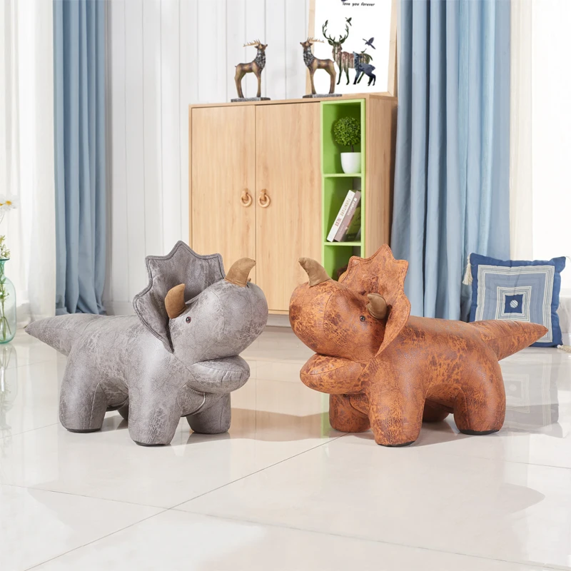 

Creative Triceratops animal sofa stool child seat cartoon shape shoe bench dinosaur sitting stool