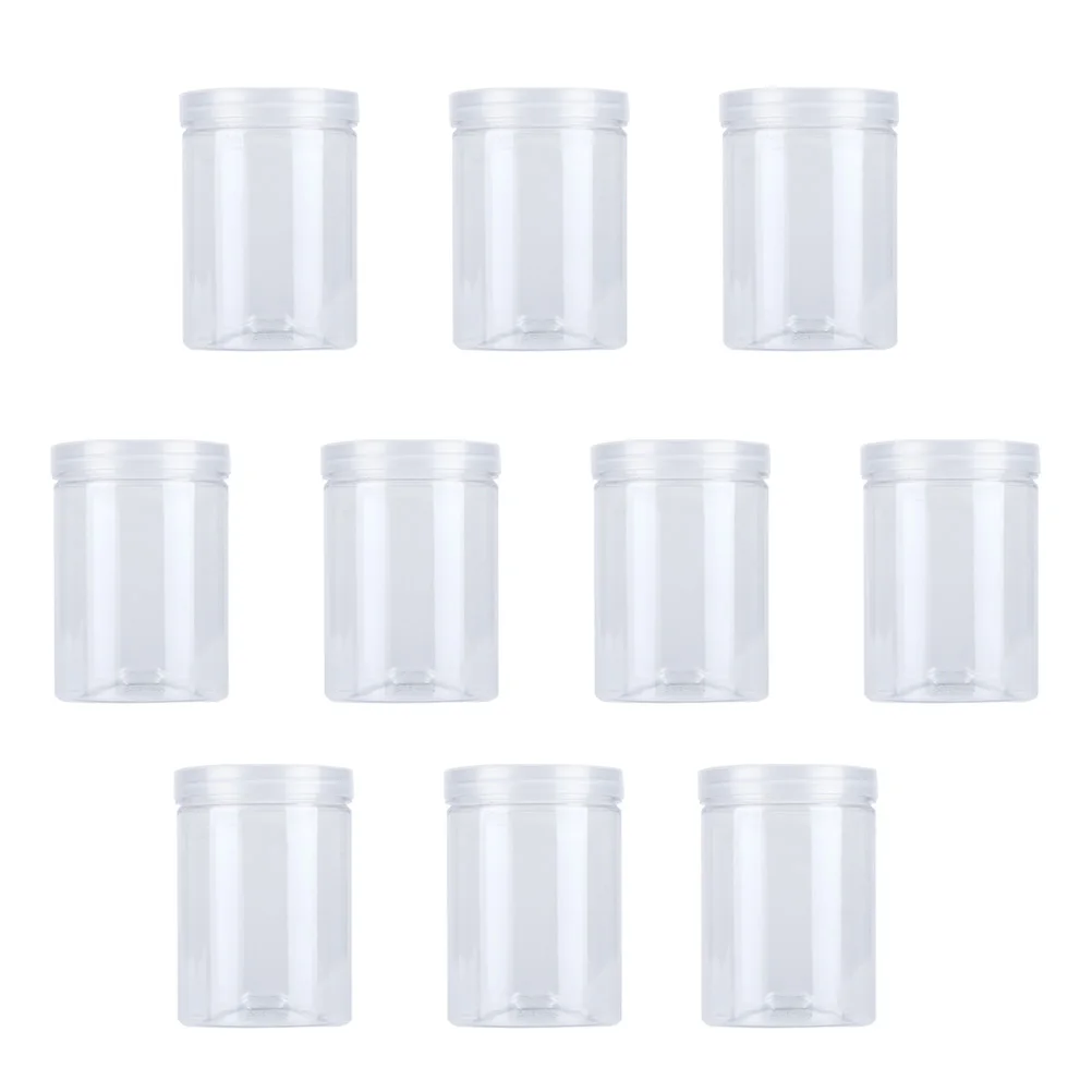 10 pcs 500ml Food Jar Transparent Kitchen Sealed Plastic Can Snacks Containers with Lid Organizer Box for Candy Cookies Tea