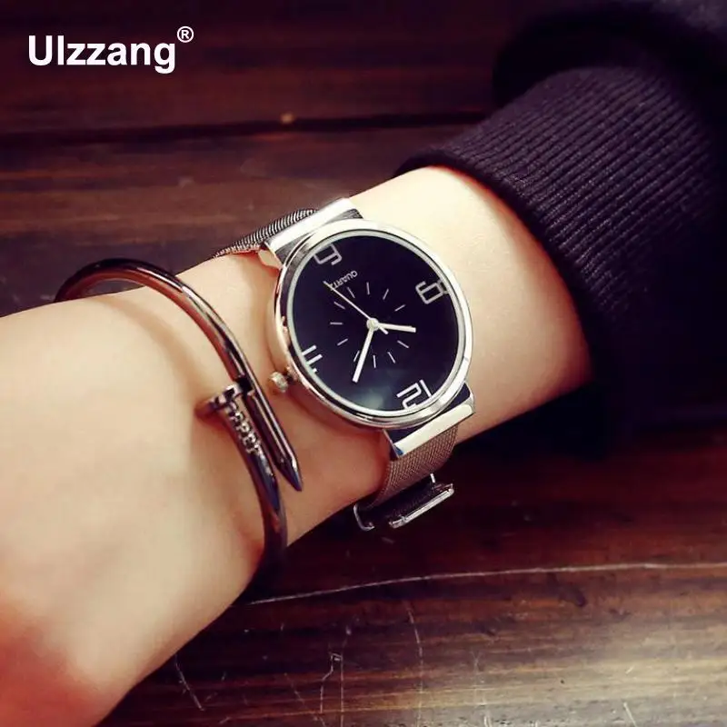 Роскошный простой стиль 4 цифры серебро полностью нержавеющая сталь Япония Movt