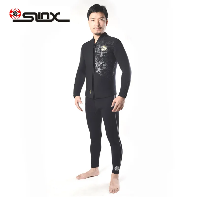 SLINX 5MM Neoprene Unisex Fleece Lining Scuba Diving Jackets Surfing Windsurfing Wetsuits w/ Cuff Zipper Chinese Dragon Printing | Спорт и