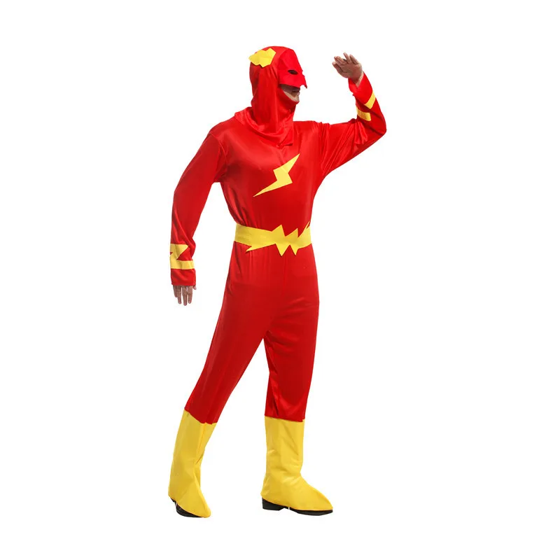 HUIHONSHE Men Red Costume Cosplay Halloween Adults The Flash Catsuit Masquerade Party Clothing | Тематическая одежда и - Фото №1