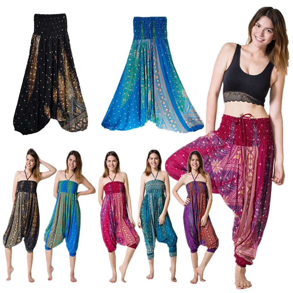 Женские повседневные штаны летние свободные брюки мешковатые Boho спортивный комбинезон шаровары женские широкие брюки с рисунком из мультфильма 7,2