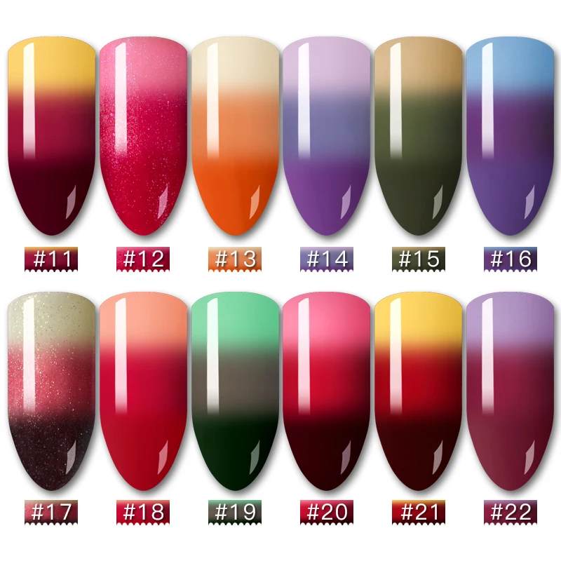 Термальный Гель лак для ногтей 7 мл 3 цвета температурный цвет отмачиваемый УФ