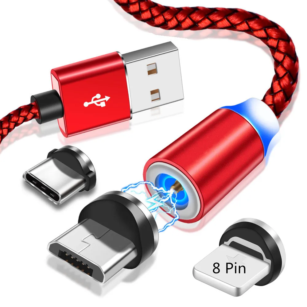 1 м Магнитный зарядный кабель для iphone 6 7 8 plus X XR XS Max Micro usb Type C Samsung A50 A10 S8 S9 Note 10 9