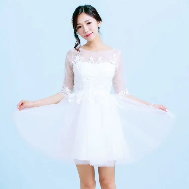 

2017 new Bridesmaid Dresses plus size stock cheap under $50 sexy romantic sister simple elegant fashion white lace short