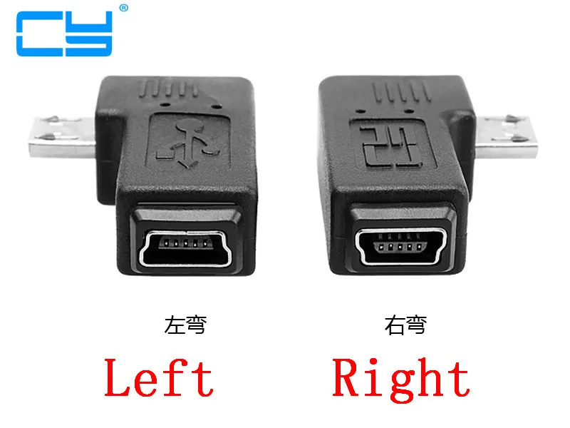 5 шт./партия бесплатная доставка Micro USB штекер для mini Женский адаптер с углом