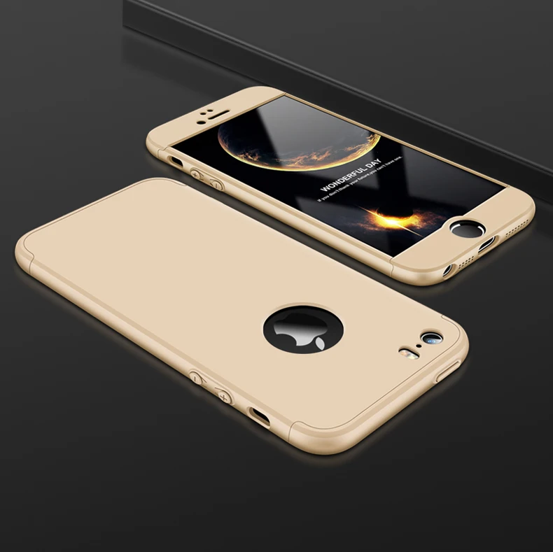 Чехол GKK для iPhone 7, 8, 6, 6s Plus, X, чехол 360, полный защитный 3 в 1, Матовый Жесткий Чехол для iPhone 5 5S SE чехол, стеклянный подарок