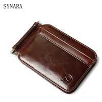 cowhide genuine leather tall quality menwomen money clip billfold clamp for money with card hold luxury credit card magic walle