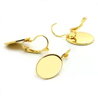 10pcs 13x18mm real gold plated not easy fading hook earringear hook bezel with setting tray for glass cabochonsbezel