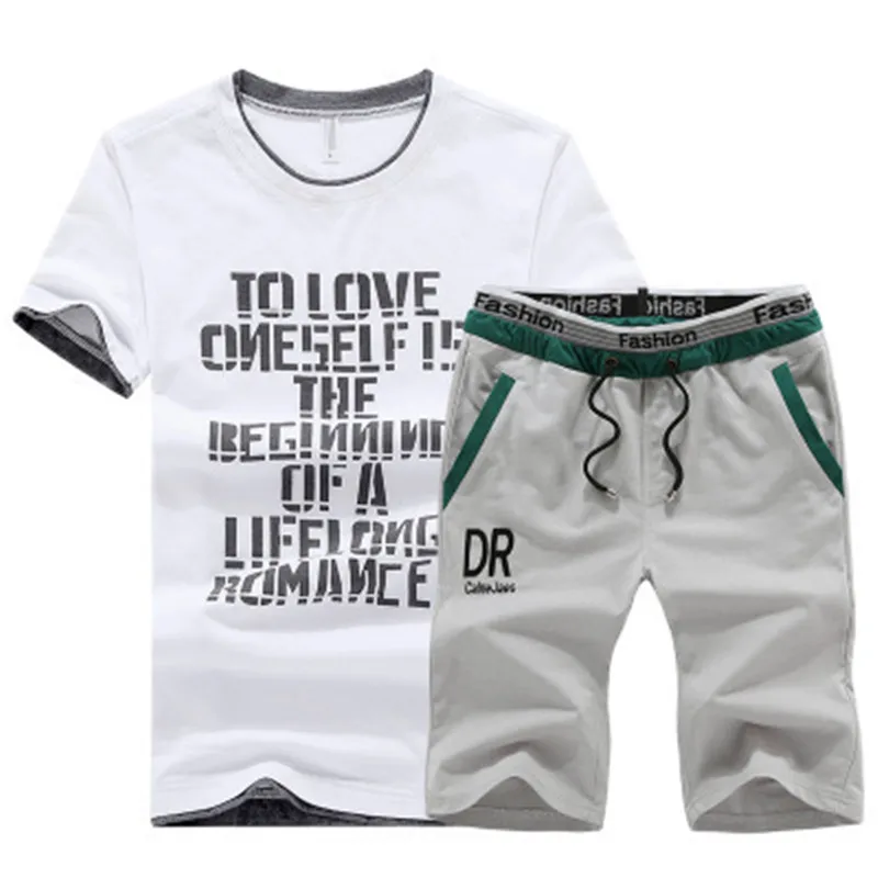 Мужские шорты в полоску 4XL, летние мужские пляжные шорты, комплекты и топ из двух предметов, спортивный костюм, повседневные мужские шорты, брендовая одежда homme - Цвет: D03 Grey