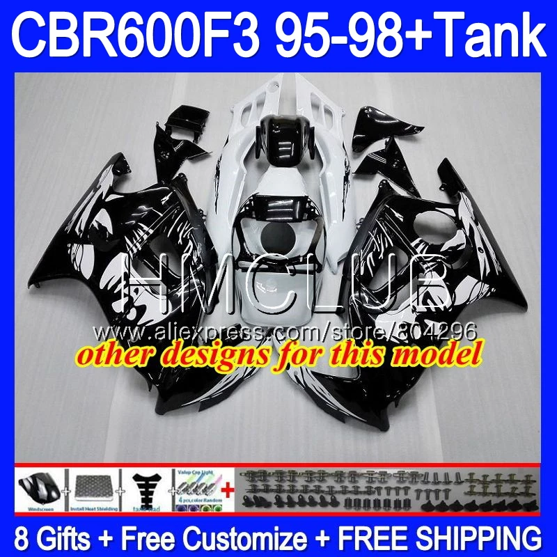 Корпус обтекателя для HONDA CBR 600F3 FS 600 F3 95 96 97 98 59HM.9 CBR600FS CBR600 CBR600F3 глянцевый черный 1995