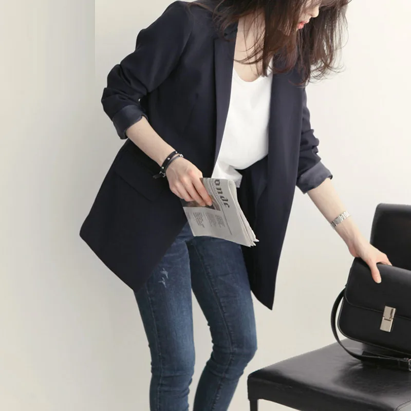 Women's suit jacket female 2018 autumn new slim casual black small professional wear temperament solid color wild | Женская одежда