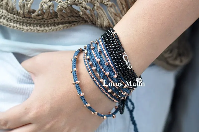 Браслет с одним обручем лотоса Манн из черного камня (16 см)|black stone|stone blackbracelet black