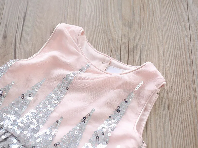 Cute Girls Kids Sequin Tulle Western New Fashion Clothes Princess Party Summer Spring Candy Pink Blue Color Dresses | Детская одежда и