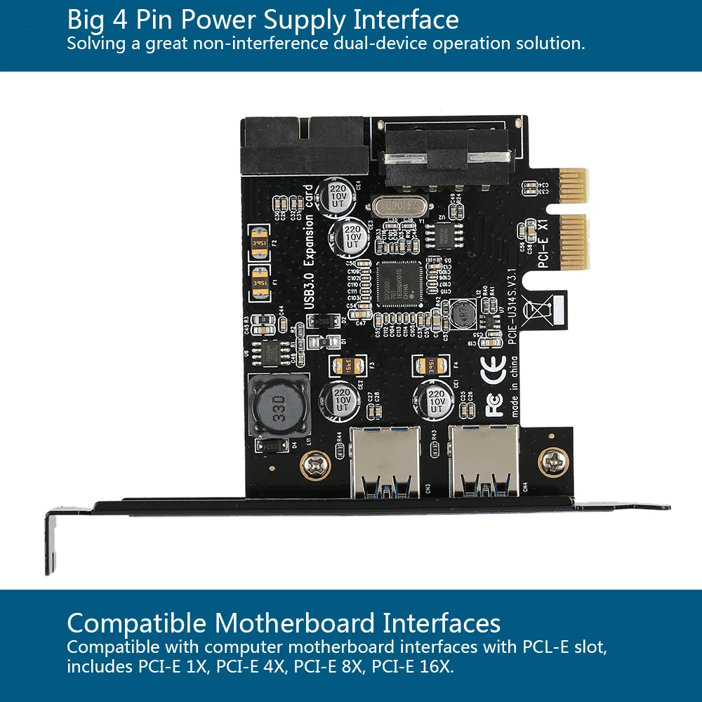STW PCI-E к USB 3,0 2-Порты и разъёмы PCI Express Mini PCI-E USB 3,0 адаптер концентратора с внутренним USB 3,0 19-контактный разъем