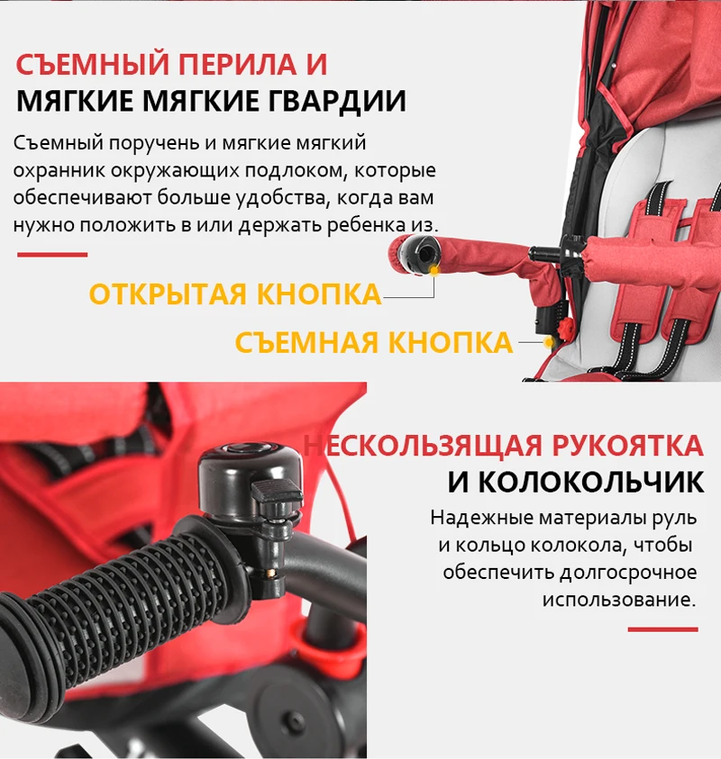 Besrey Kids Trike 7 в 1 трехколесная детская коляска на колесиках с вращающимся и откидывающимся сиденьем для детей