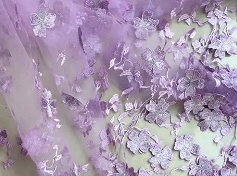 purple Светильник, синий, розовый, стерео, кружево, Цветочная вышивка, ткань для свадебной фотосъемки, фоновая одежда, платье, ткань RS2607 - Цвет: purple