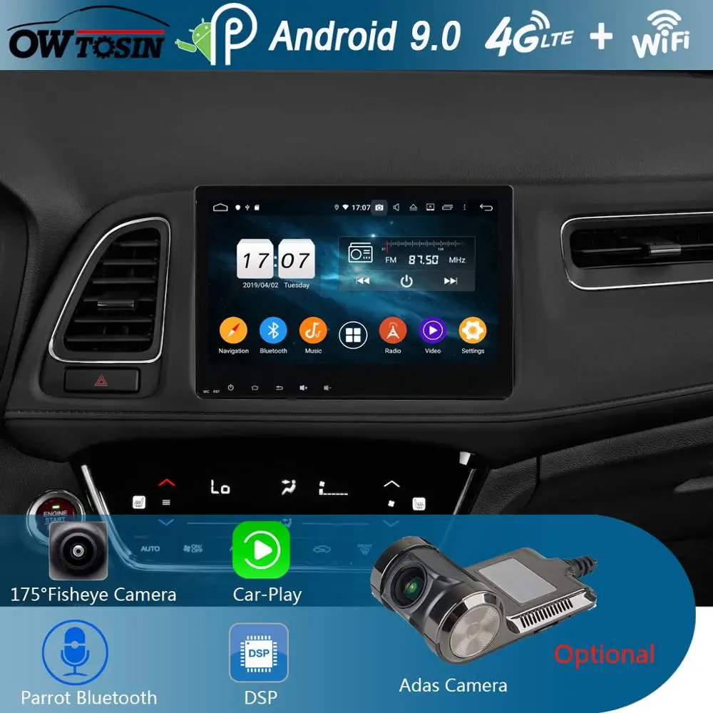 Автомобильный DVD плеер 10 1 дюймов IPS 8Core 4 Гб + 64 ГБ Android 9 0 для Honda Vezel HR V HRV XR 2014 2015 2016 2017