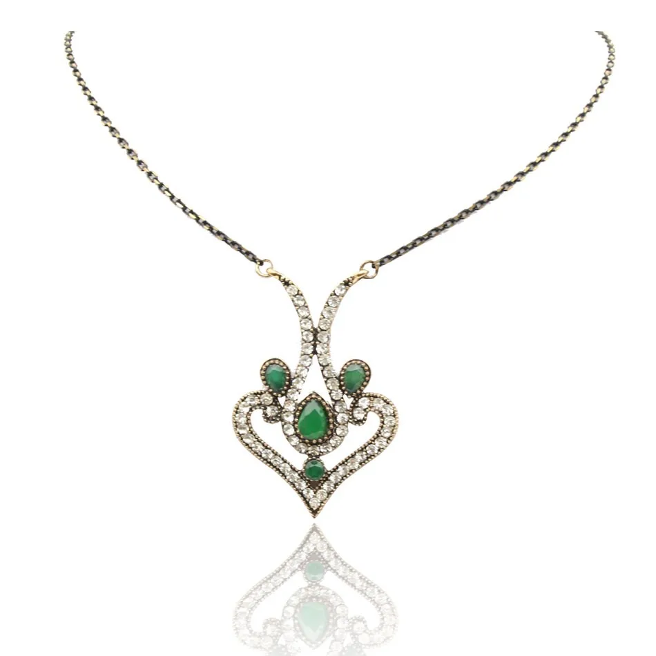 Женское ожерелье с подвеской в виде сердца под античное золото|bijoux fashion|floral