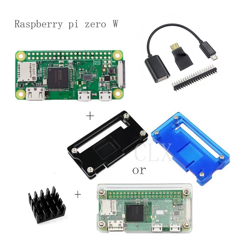 Raspberry Pi Zero W стартовый комплект чехол + теплоотвод HDMI адаптер GPIO заголовок OTG