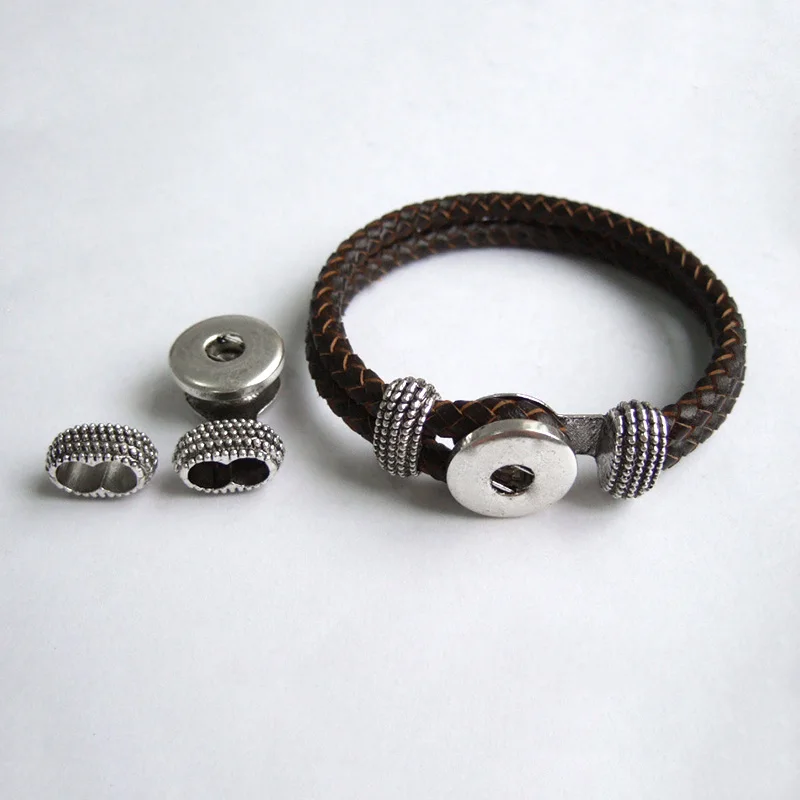 5 Sets Interchangeable Snap Button Clasp Findings For 2 Strands of 6mm Round Leather Cord Bracelet | Украшения и аксессуары