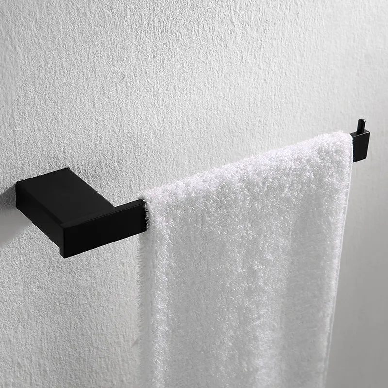 towel ring Набор аксессуаров для ванной из нержавеющей стали 304, угловая полка для полотенец, держатель для бумаги, держатель для туалетной щетки, черный набор аксессуаров для ванной - Цвет: towel ring